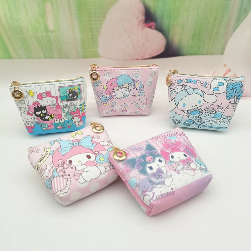

Hello Kitty Wallet Coin Purse Bag Cartoon Cute Student Key Headset Mini Storage Bag Little Girls Purses and Handbags Wholesale