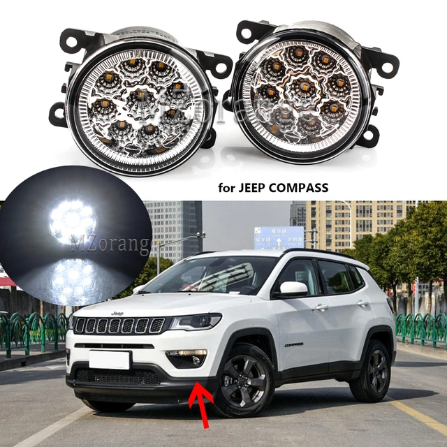 Fendinebbia a LED per Jeep Compass 2017 2018 2019 2020 fari fendinebbia  griglia griglie 9led chip coppie accessori per lampade - AliExpress