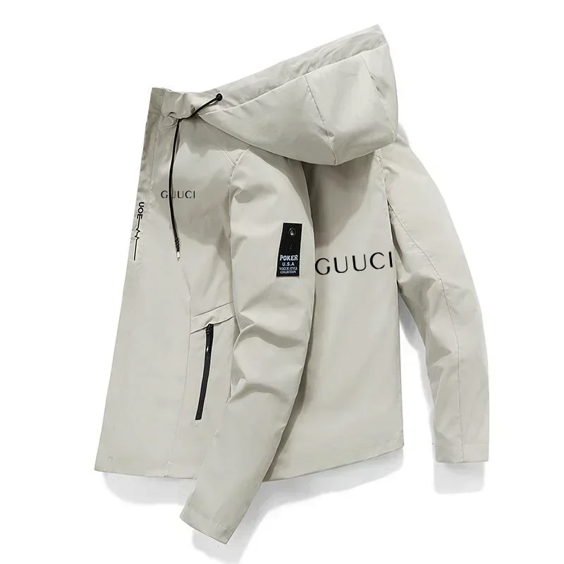 Spring/Autumn Men's Jacket Printed Outdoor Sports Hooded Windproof Simplicity Fashion Casual Jacket