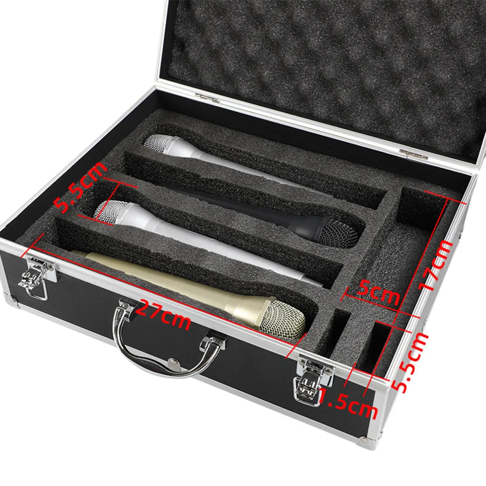 Microfone sem Fio Estojo Rígido com Esponja Profissional Vocal Mic Toolbox Broadcast Equipment Box - Image 5