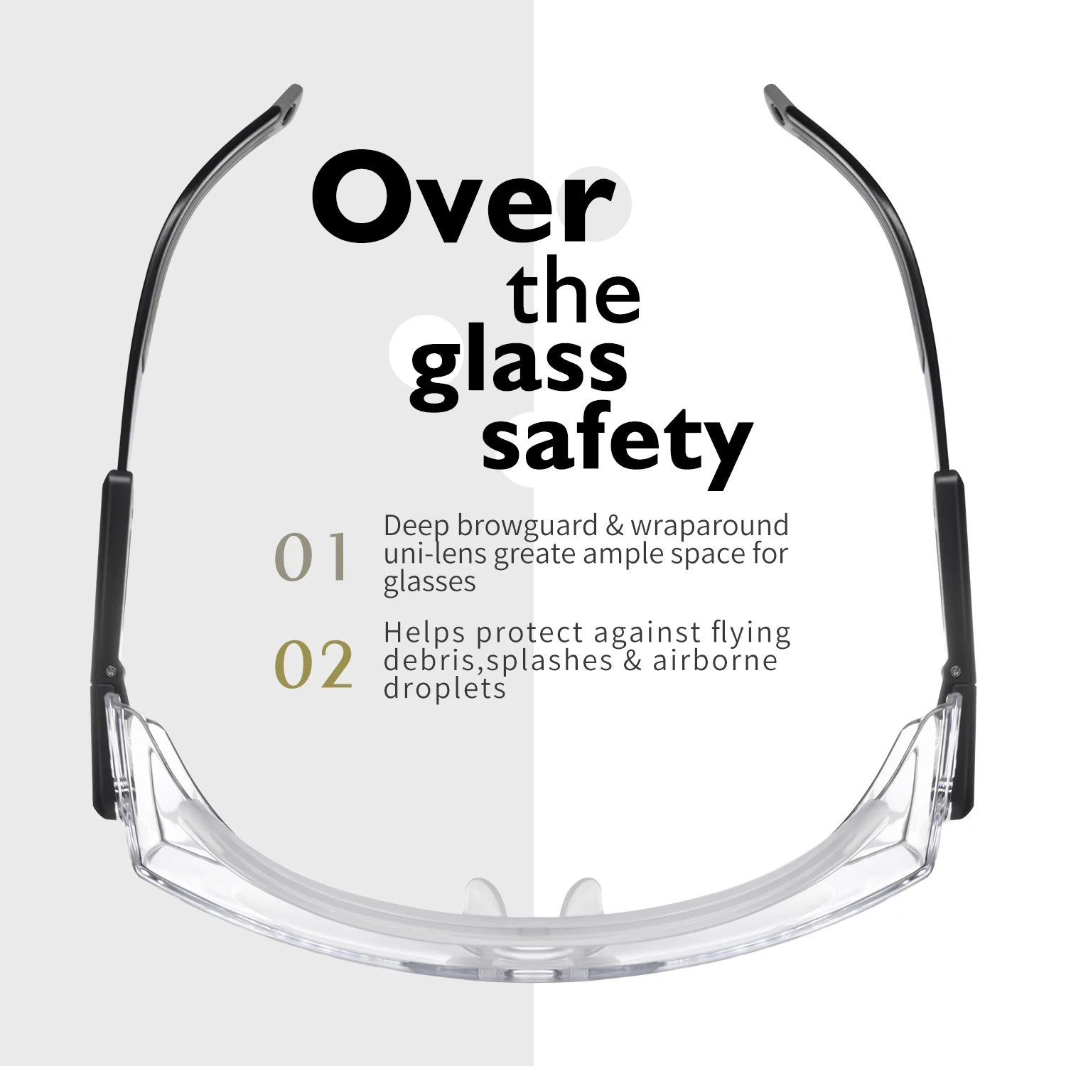 Lunettes de sécurité anti-buée par-dessus les lunettes