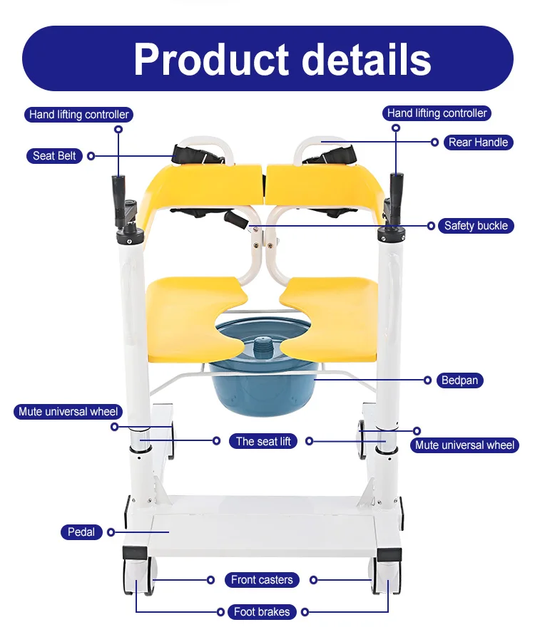 patient transfer lift toilet chair with commode shower  for handicapped 2