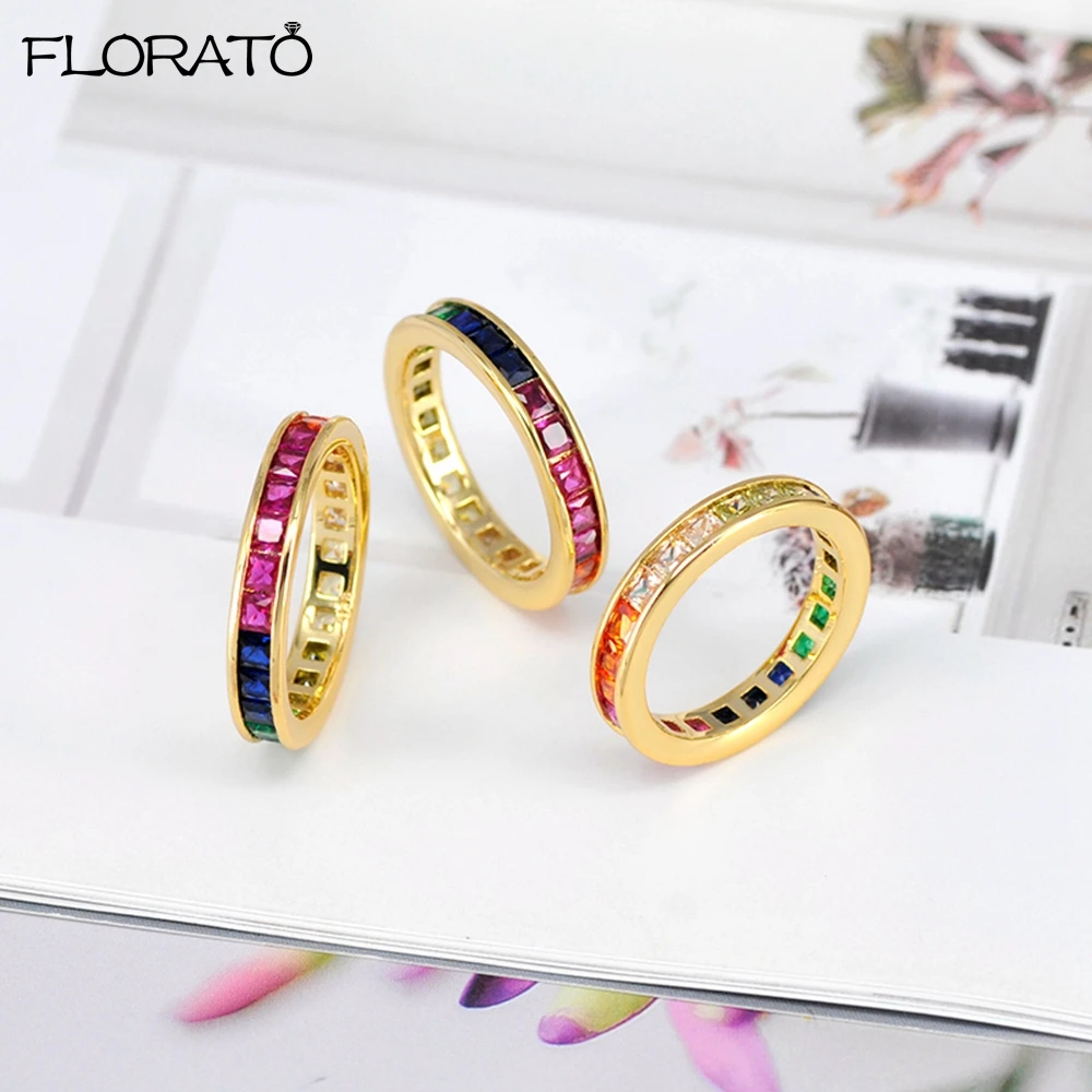 Luxury Multicolor CZ Engagement Ring for Women's Fashion 6/7/8 Party Ring Couple Rings Wedding Luxury Jewelry for Women Gift wedding rings