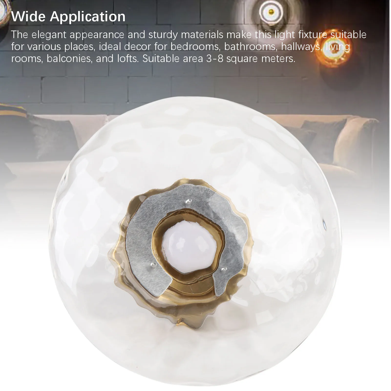 Indoor Wall Lamp Hardwired Minimalist Glass Lampshade Modern Wall Sconce Energy Efficient Eye Friendly for Bedroom Living Room