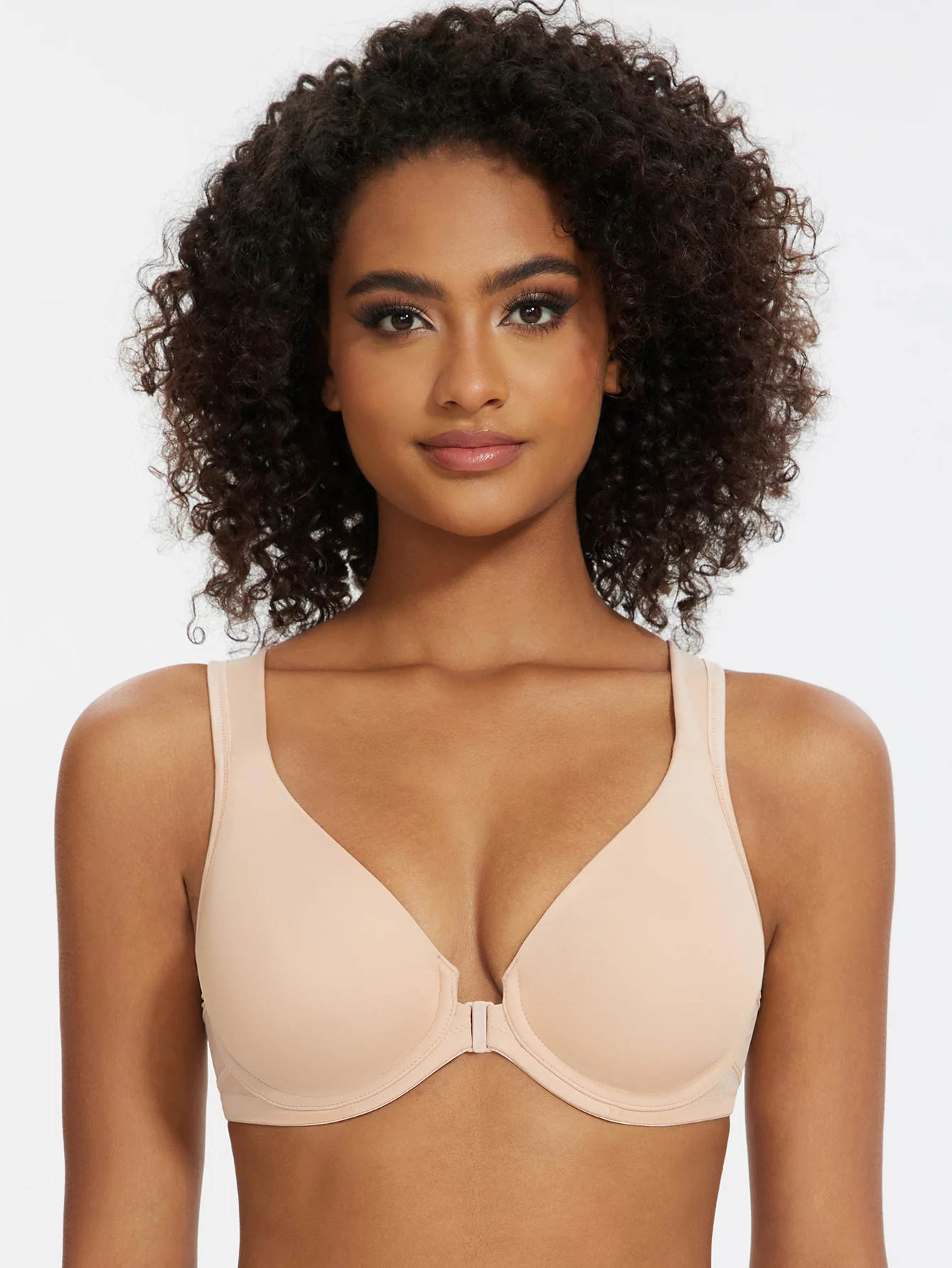 MELENECA Women's Front Closure Bras Plus Size Unlined Underwire Back Support Posture Bra