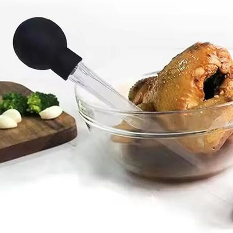 Turkey Baster Silicone Suction Bulb With Cleaning Brush for Flavor Meat Poultry Beef Baking Injecting Marinade-Regular Supplie