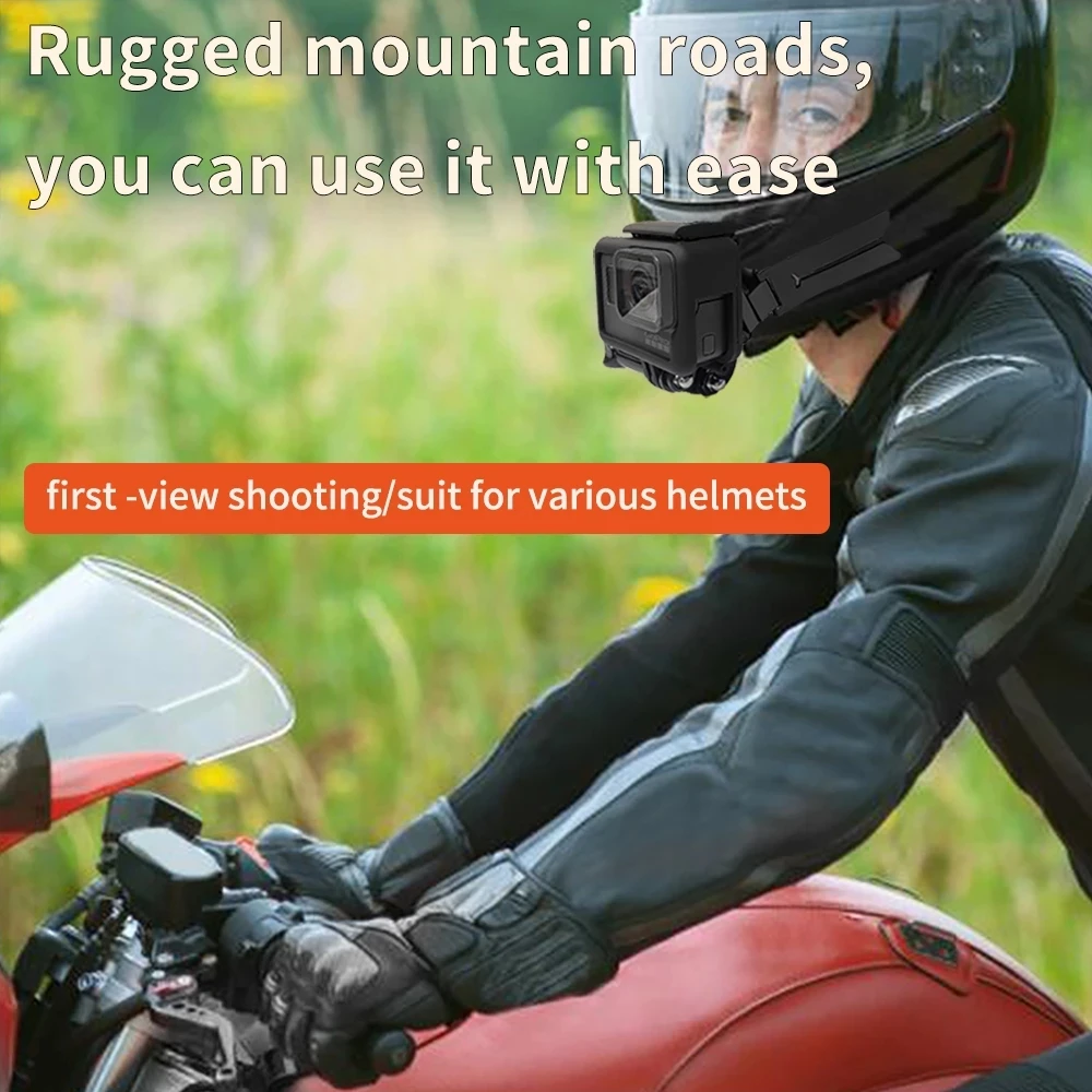 Tuyu-motocicleta Capacete Frente Chin Mount Strap Suporte Dobrável para Gopro Hero 12 11 10 Insta360 Dji Eken h9 Acessório para Iphone 15 - Image 5