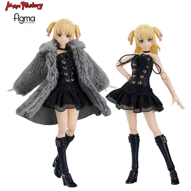 

Max Factory Figma 581a 581b Yuki Female Body Yuki with Black Corset Dress Fur Coat Outfit Action Figure Anime Model Toys Gift