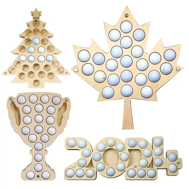 

Golf Ball Storage Rack Wooden Golf Ball Display Stand 28 Holes Wall Mounted Rack Holiday Gift Space Saving Golf Organizer Box