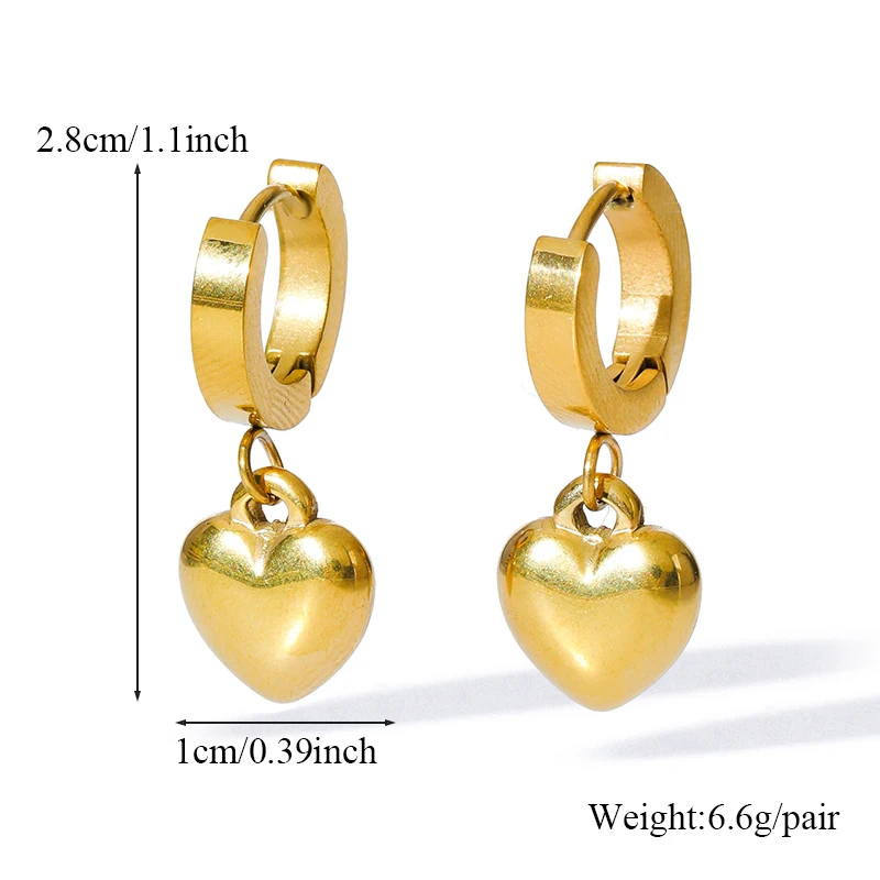 GANPUP 316L Edelstahl-Herz-Halskette, Armband, Ohrringe, Set für Damen, Statement-Schmuck, 18 Karat vergoldet, stilvoller Schmuck, Geschenk für Damen – Detail 7