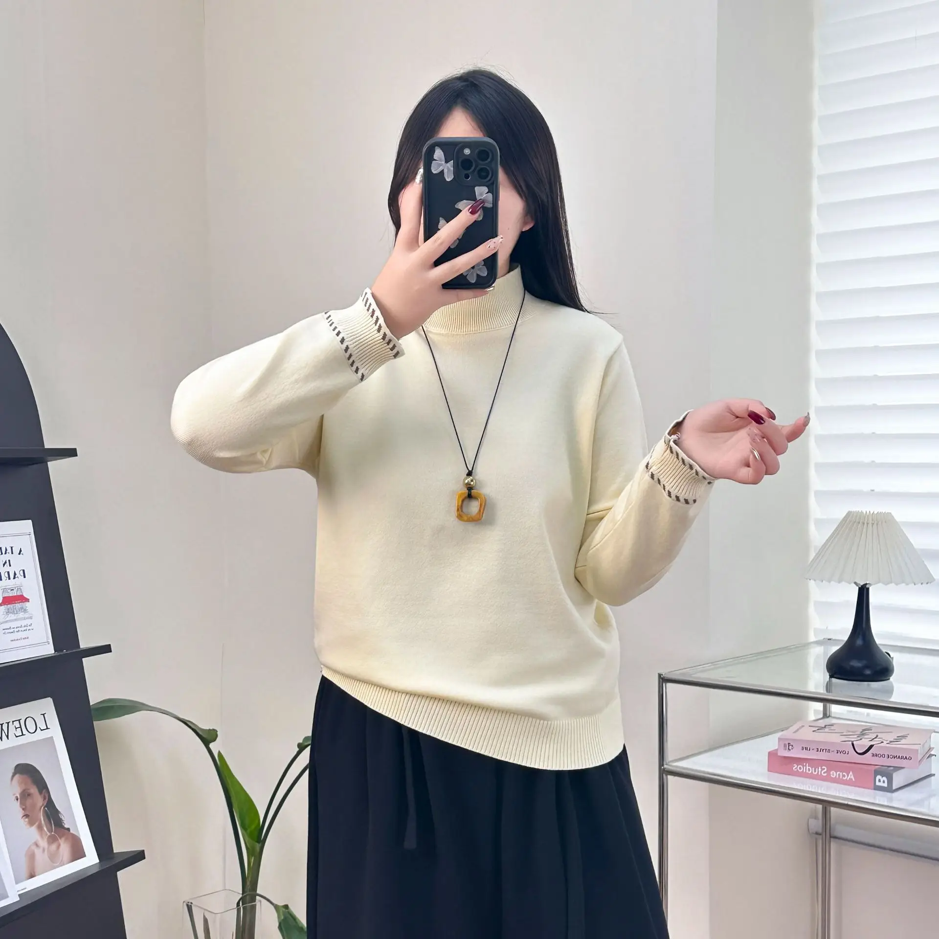 XXXXL Fashion Plus Size Women's Sweaters New Casual Mock Neck Knitted Jumpers Autumn And Winter 2025