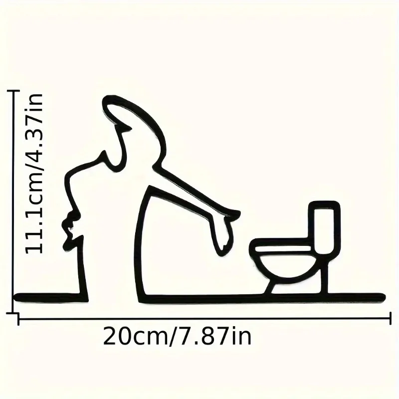 2D Flat, High-Quality 2D Flat Metal Self-with holes, Black Frame Modern Home Decor for Bathroom - Easy to Install Wall Art