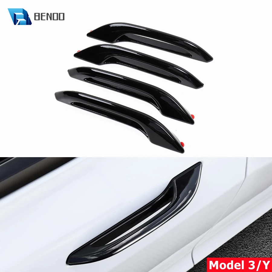

4PCS ABS Black Freeze-Proof Door Handle For Tesla Model 3 Model Y 2022-2017 Door Handle Sticker Wrap Scratch Protective Trim