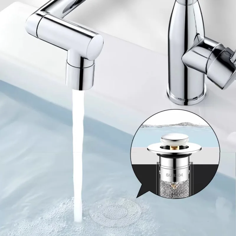 Long Pop-Up Sink Drains Filter Bathroom Press Bounce Basin Plug Stopper Wash Basin Hair Catcher Sink Strainer Kitchen Supplies