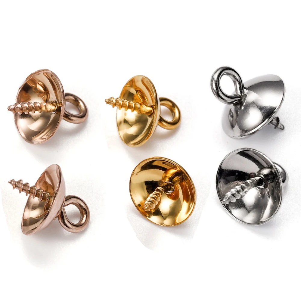 3050pcsGoldColorStainlessSteelScrewEyePinsBailTopDrilled