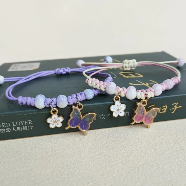 Ankle Bracelets for Women Hand Woven Butterfly Pendant Bracelet