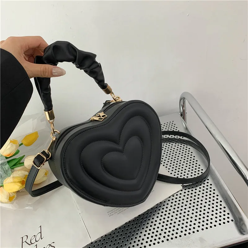 Fashion Love Heart Shape Shoulder Bag Small Handbags Designer Crossbody Bags For Women Solid Pu Leather Top Handle Bag bolsa