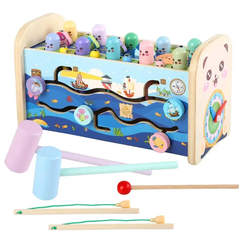 

Whack A Ball Game For Toddlers 7-in-1 Wooden Hammering Pounding Toy Early Developmental Toy With Hammer Parent-child Interactive