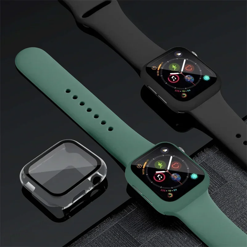 Stylish Silicone Bracelet for Apple Watch - Glass Case with Watchbands