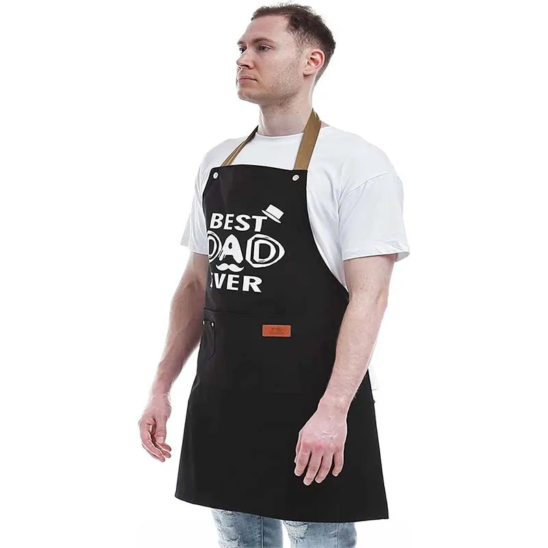 Fashion Printed Best DAD Kitchen Apron Father's Day Gift Man BBQ Cooking Chef Apron 3 Pockets Unique Birthday Thanksgiving Apron 4