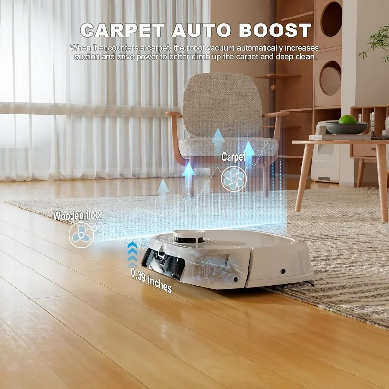 TECBOT M1 Pro Robot Vacuum and Mop-LiDAR Robotic Vacuum Cleaner for Home with Pet Hair,Carpet,Hardwood Floors,Auto Smart Mopping