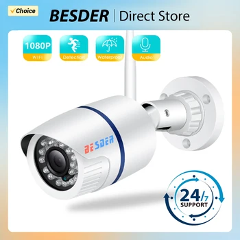 BESDER ICSEE 1080P P2P Wifi Camera Audio Recording IP Camera Wireless Wired Alarm CCTV Bullet Outdoor With SD Card Slot Max 128G 1