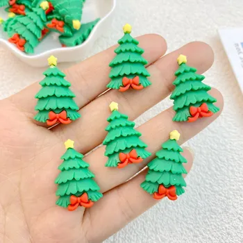 10 Pcs New Lovely Mini Kawaii Christmas Series Christmas Tree Resin Scrapbook Diy Jewellery Hairpin Accessories Decorate Craft