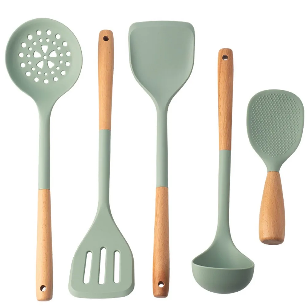 Long-handle Silicone Kitchen Utensils Spatula Soup Spoon