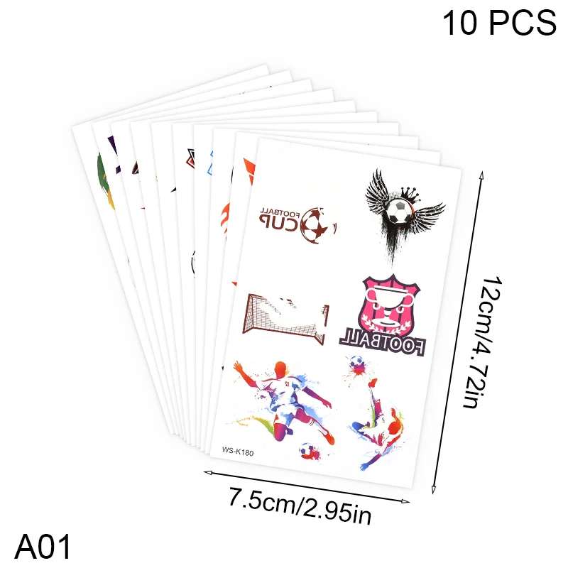 10PCS Waterproof Night Light Football Fake Tattoo Stickers Suitable for match fans and party decorations Supplies