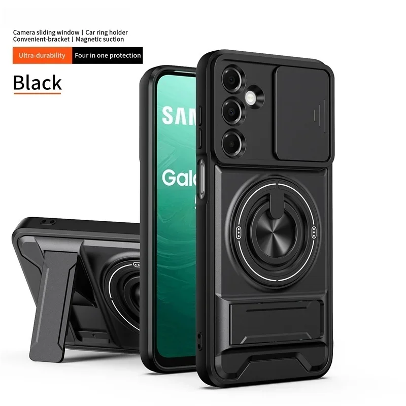 Enhanced Armor Case with Magnetic Stand Holder and Lens Protection Cover