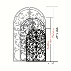 Elegant Floral Scrollwork Wall Art, Baroque Iron Decor Panel - 40cm (TY - 109803)