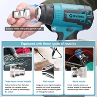 Cordless Electric Heat Gun Hot Air Machine Lithium Rechargeable Heating Equipment Home Power Tool with 3 Nozzles Hot Air Blower 2