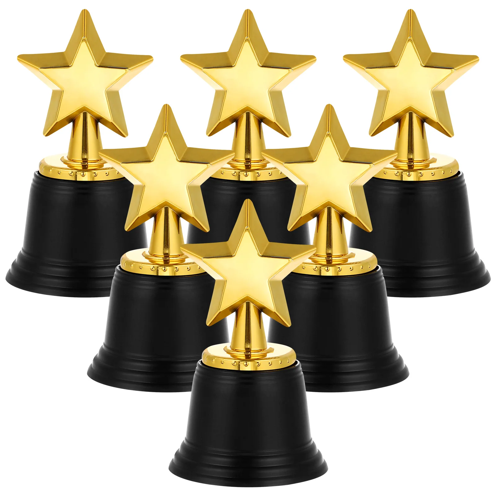 6 Pcs Star Trophy Awards Plastic Trophies Party Favors Kid School Reward Sports Tournament Winning Prize Game Event Props NEW
