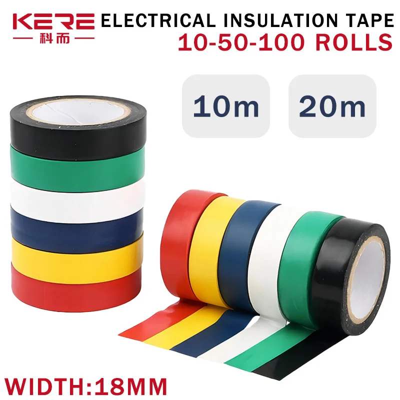 

10M/20M Flame Retardant Electrical Insulation Tape High Voltage PVC Electrical Tape Waterproof Self-adhesive Tape 18mm