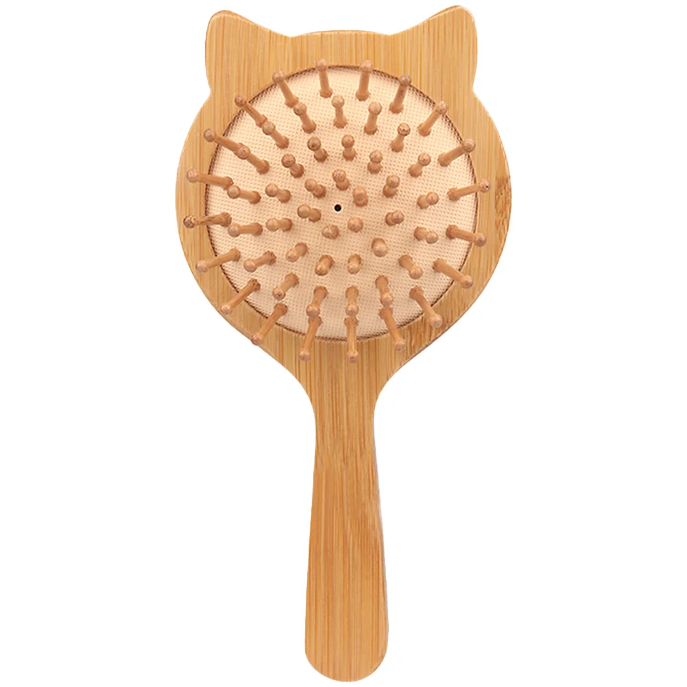 

Bamboo Women Hair Brush Natural Bamboo Comb Paddle Detangling Hairbrush Cat Shape Small Travel Hair Brush Wooden Hairbrush