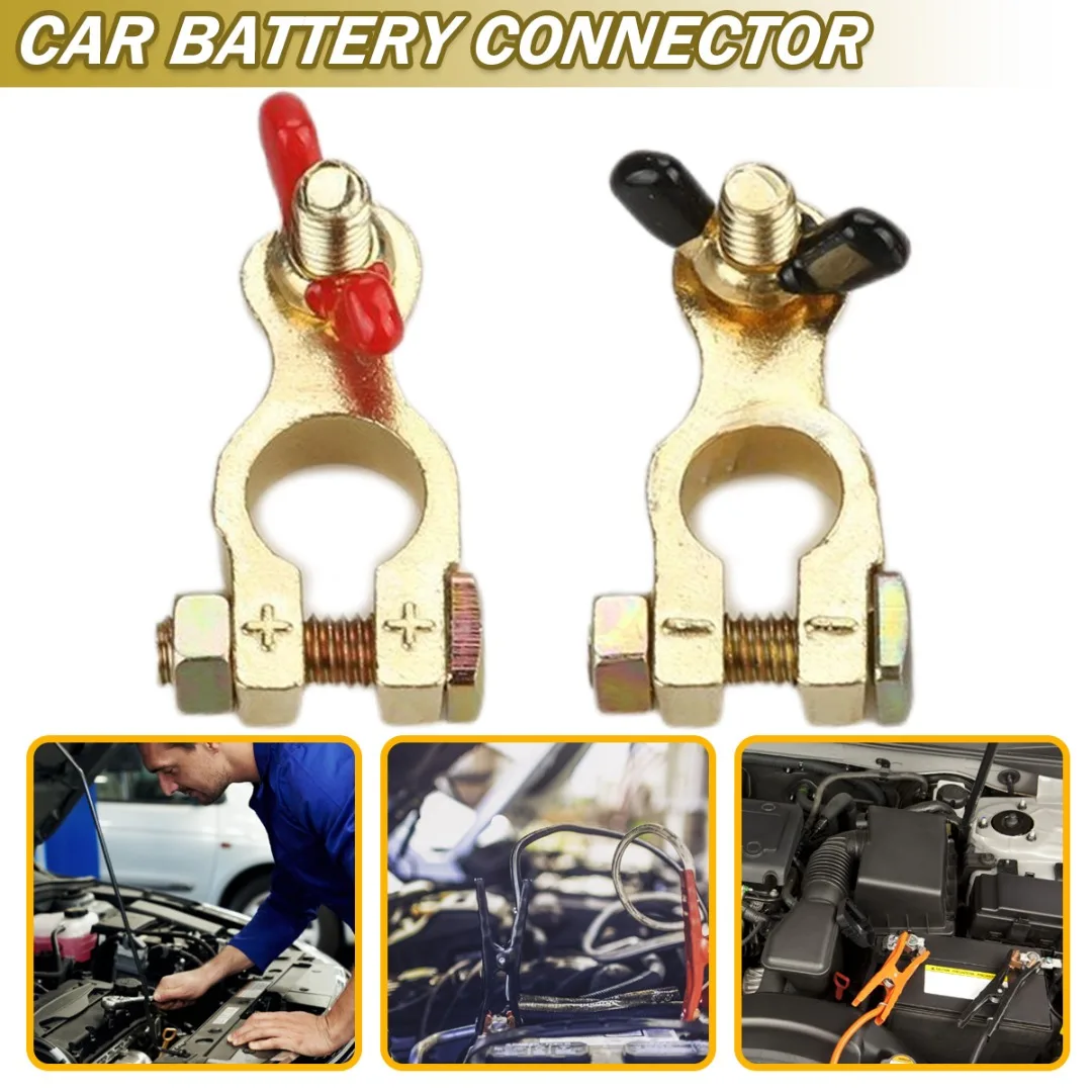 

2Pcs Car Battery Terminal Wire Cable Clamp Top Quick Post Terminal Positive & Negative Electric Connector Clamps Auto Accessorie