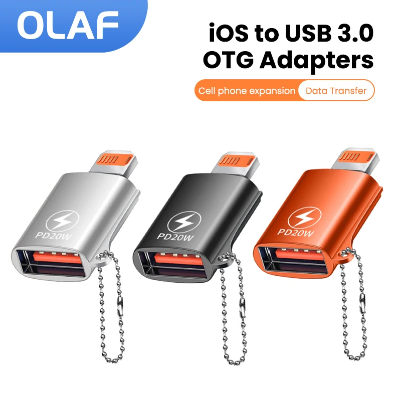 

OTG Adapter For iPhone 14 13 12 Pro iPad Lightning Male To USB 3.0 Female Connector 20W Fast Charging Adapter For iOS 13 Above