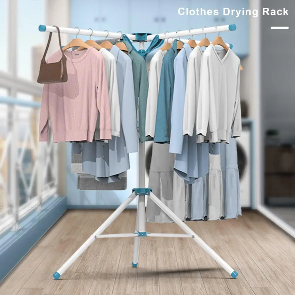 Folding Clothes Drying Rack Sturdy Tripod Clothes Drying Rack with Adjustable Height Foldable Design for Indoor/outdoor Laundry 2