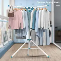 Folding Clothes Drying Rack Sturdy Tripod Clothes Drying Rack with Adjustable Height Foldable Design for Indoor/outdoor Laundry 2