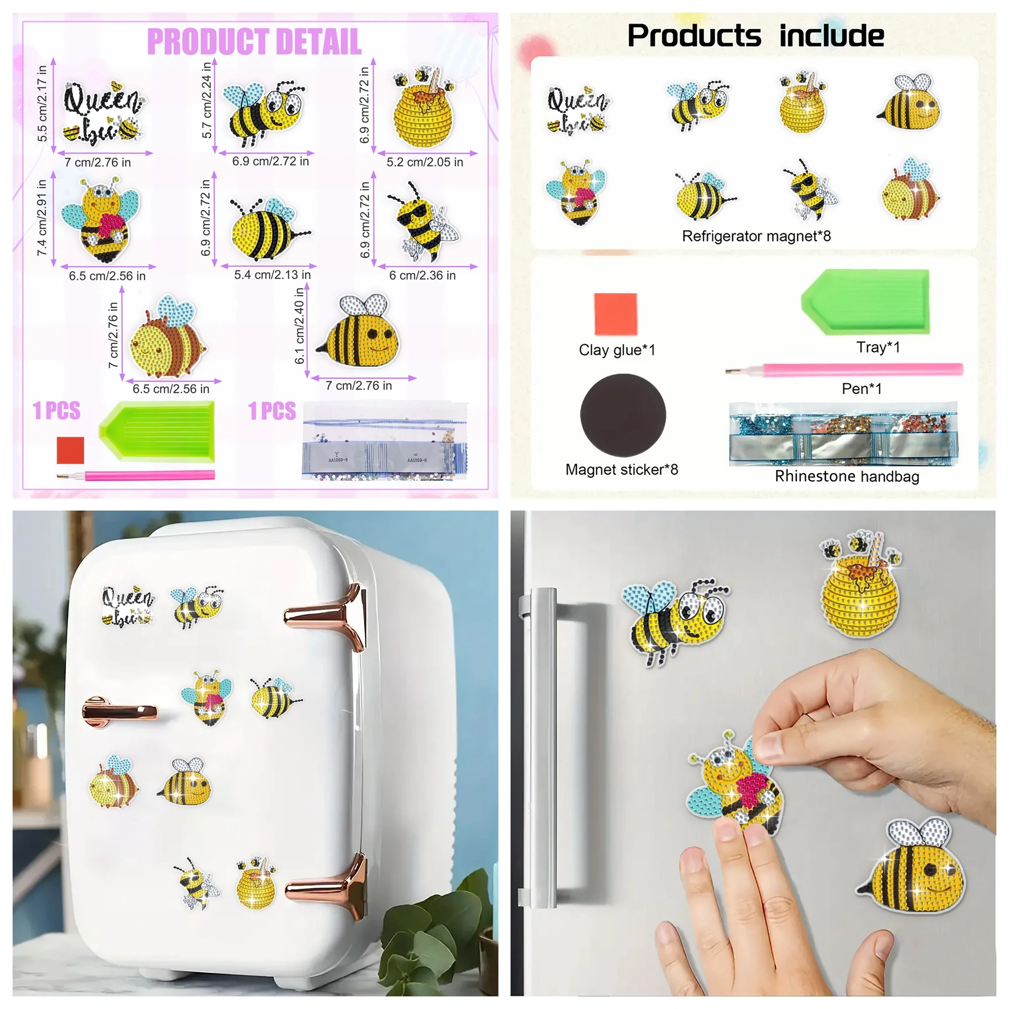 8pcs/Set DIY Animals Diamond Art Magnets for Refrigerator Diamond Painting Fridge Magnets Painting Refrigerator