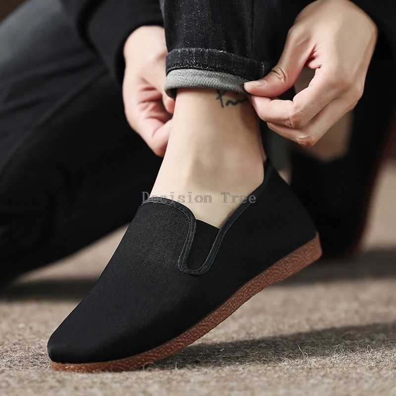 chinese retro cloth shoes beef tendon soft sole men shoes traditional elastic mouth taoist martial arts a001
