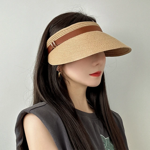 Wide Brim Summer Cap Sun Visor Cap with Elastic Head Straw Cap Sun Visor  Hat for women Beach Cap Baggy Sun CaAdjustable Packable - AliExpress