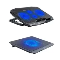 1Pc Laptop Fan Cooling Pad with Big Fans, Portable Laptop Cooling Fan with 2 in 1 USB Port, Blue LED Light Adjustable Stand Pad - Image 2