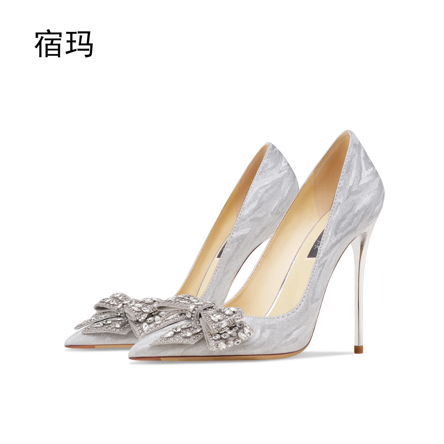 

Butterfly-knot Shiny Women's Shoes 2023 New Sexy High Heels Stilettos Pumps Female Wedding Bride Shoes Fashion Dress Ladies Shoe