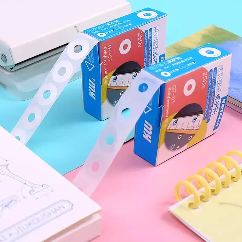 250pcs/box Hole Punch Protector Loose Leaf Paper Hole Reinforcement Sticker Journal Planner Album Self Adhesive Binding Stickers