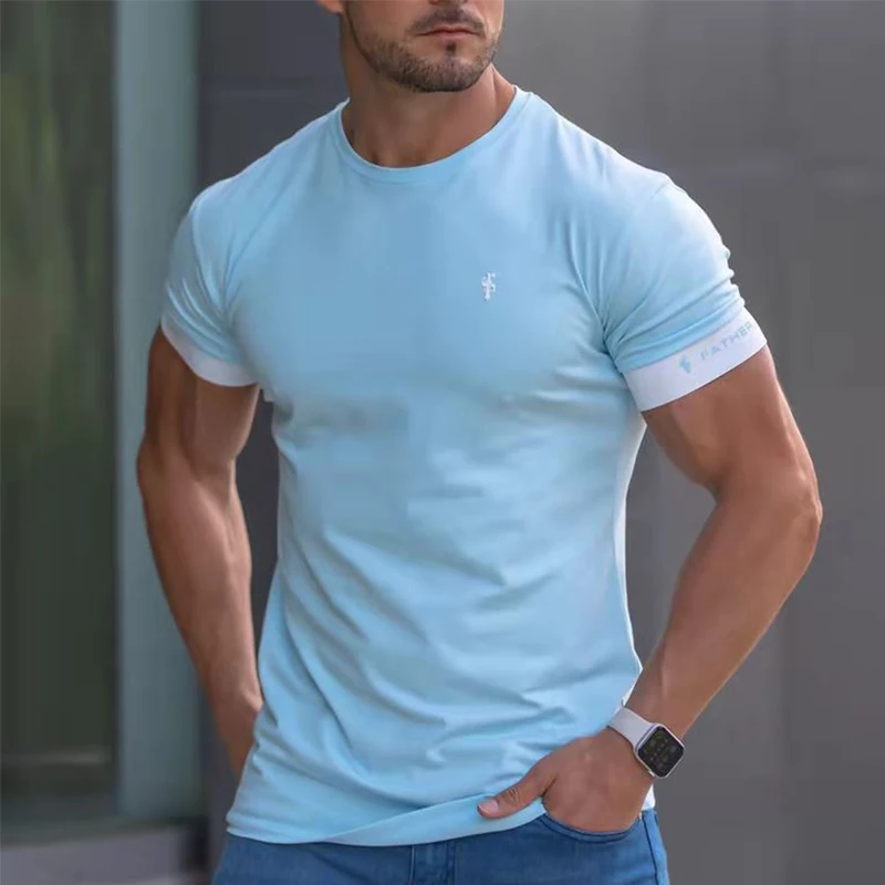 2022 Summer Casual Men Running T-Shirts Gym Fitness Training New Male O-Neck Printed High Quality Sports Oversized Tops |