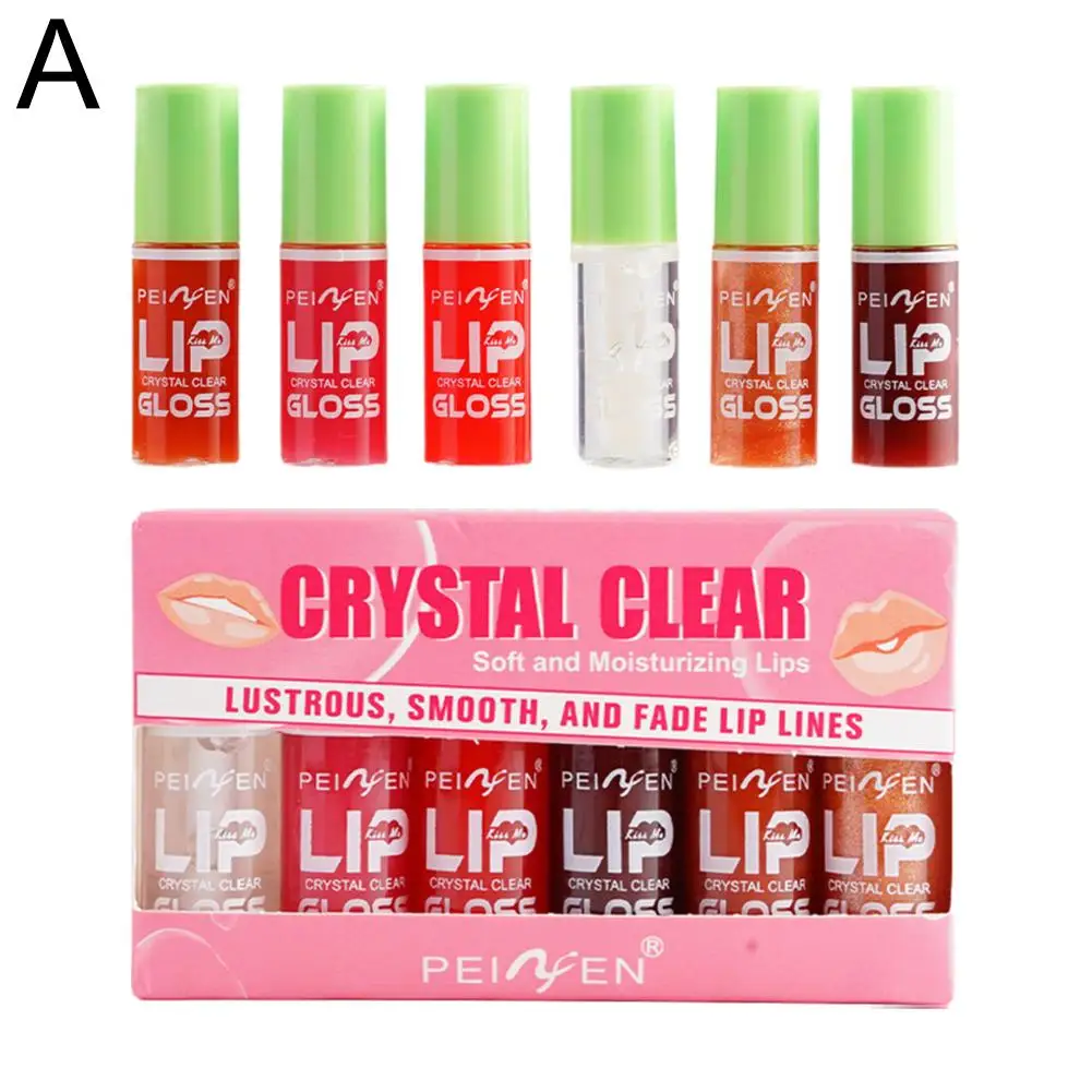 thumbnail image 1 of 6PCS Moisturizing Lip Gloss Transparent Lip Oil Hydrating Lip Glaze Lip Plumper Hydrating Make Up Liquid Lipstick Set Cosmetics, 1 of 5