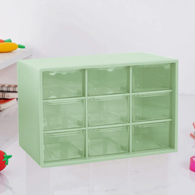 Desk Storage Organizer With 9 Drawers Jewelry Hair Rope Diy Stackable Desktop Craft Drawer Cabinet Clear Storage Box Organizer 5
