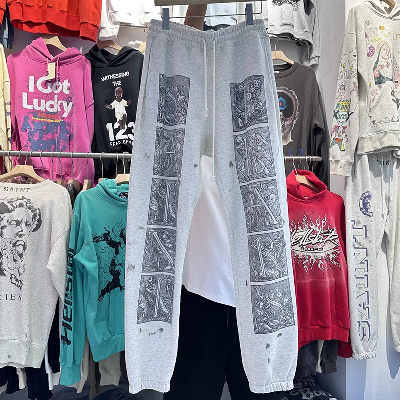 

Flower Grey Sweatpants Men Women 1:1 High Quality Simple Versatile Pants Sports Set Casual Trousers