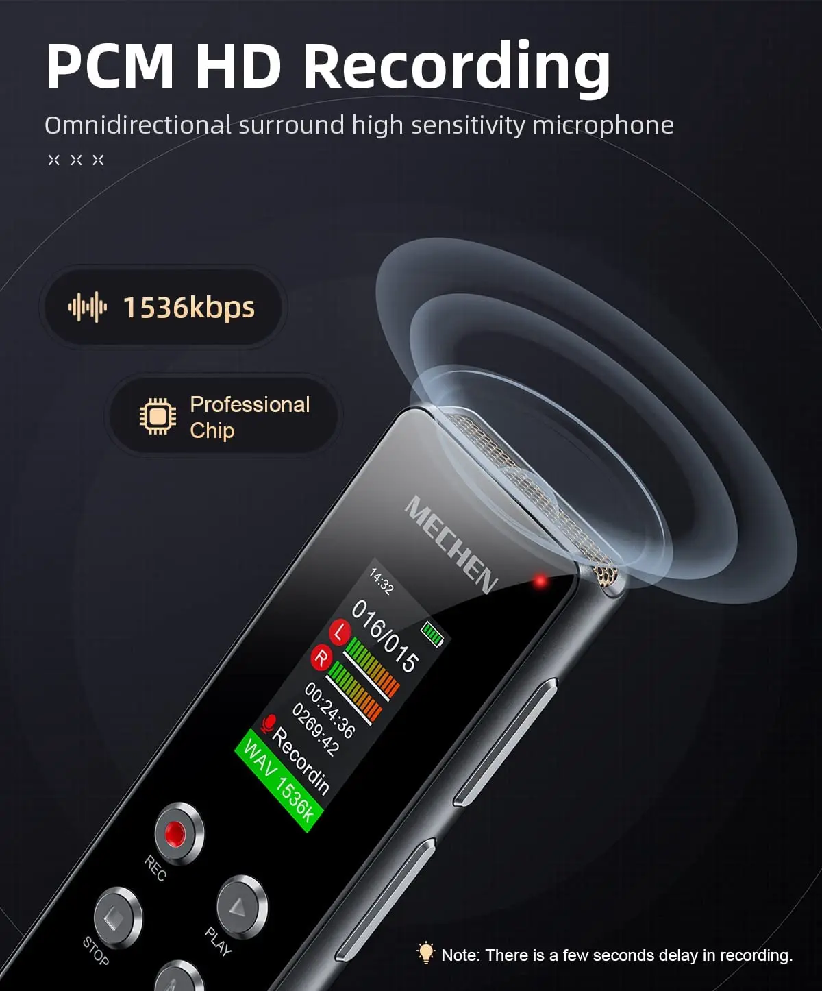 Registratore Vocale Digitale USB 8 GB - Mini Recorder HD Per Riunioni, Interviste, Lezioni, Con Riduzione Rumore - Foto 5